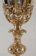 Solid silver gilt antique French Gothic Chalice.